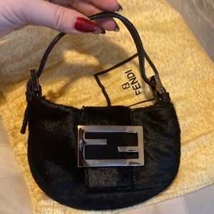 Black Pony Hair Fendi Croissant (Mini Baguette)